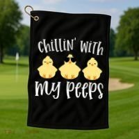Chillin With My Peeps Cute Golf Towel thumb 1