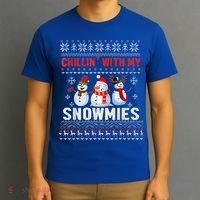 Chillin With My Snowmies Ugly Christmas Snowman Funny T-Shirt thumb 3