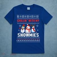 Chillin With My Snowmies Ugly Christmas Snowman Funny T-Shirt thumb 5
