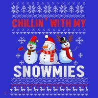 Chillin With My Snowmies Ugly Christmas Snowman Funny Polo thumb 2