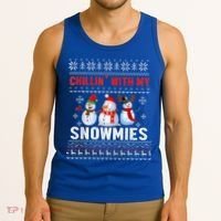 Chillin With My Snowmies Ugly Christmas Snowman Funny Tank Top thumb 3