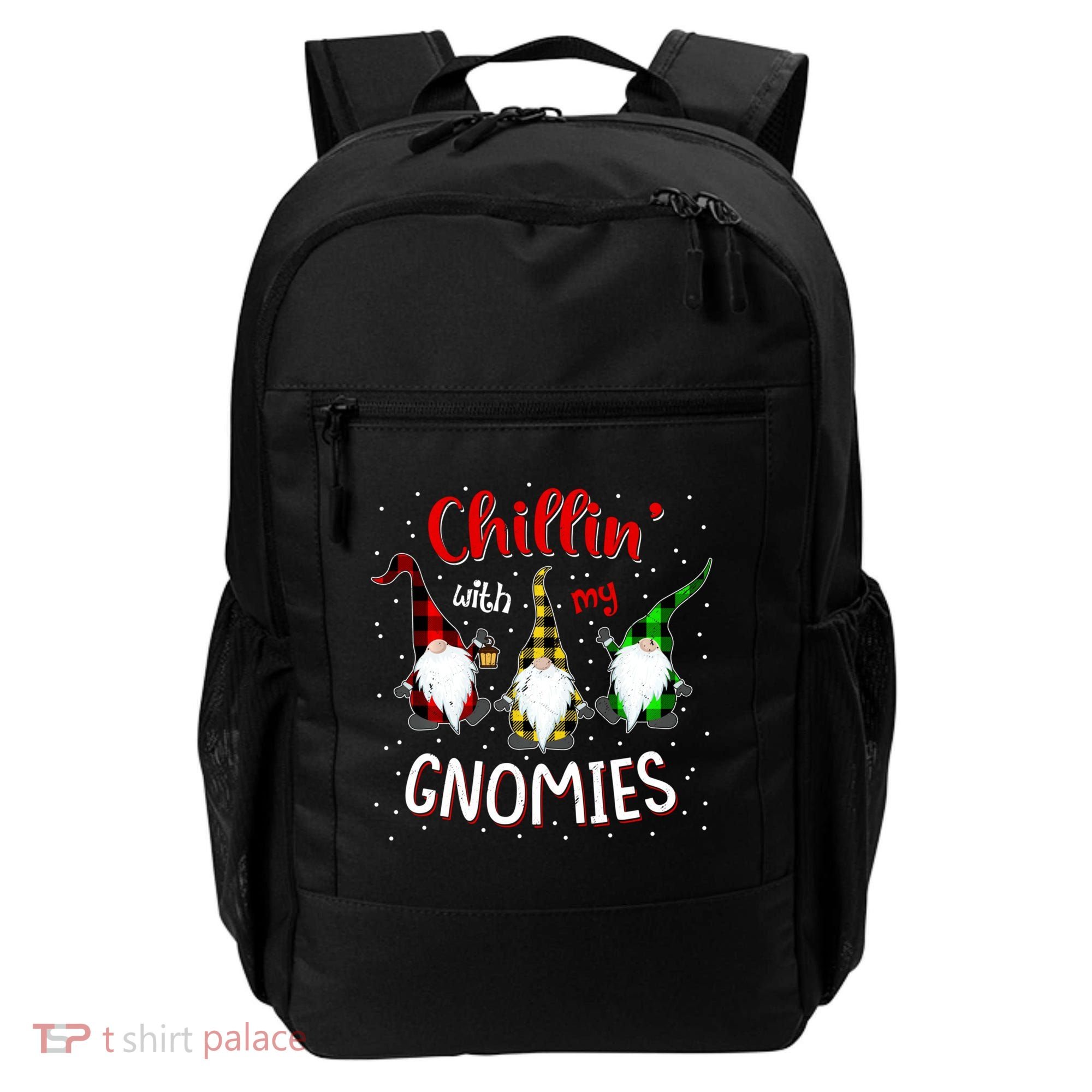 Chillin With My Gnomies Gnome Lover Xmas Buffalo Plaid Backpack
