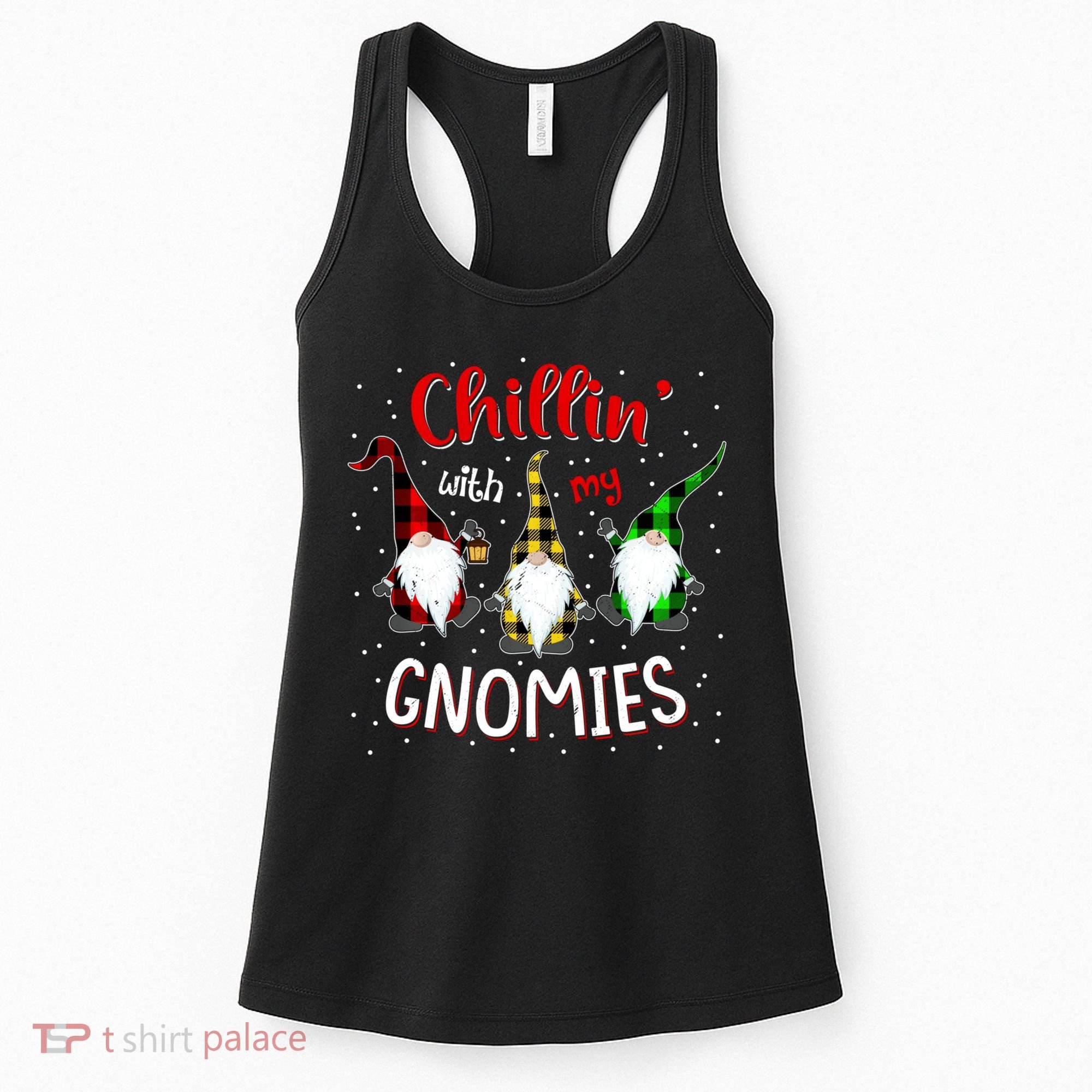Chillin With My Gnomies Gnome Lover Xmas Buffalo Plaid Women's Tank Top