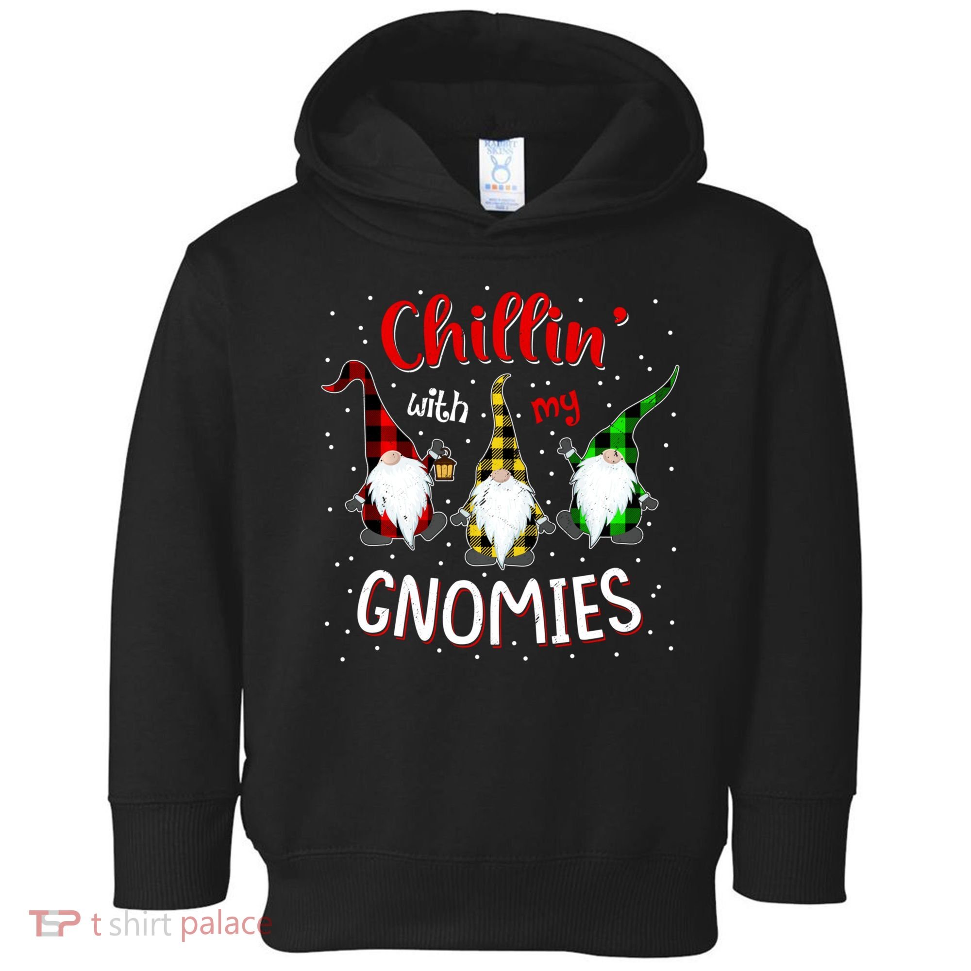 Chillin With My Gnomies Gnome Lover Xmas Buffalo Plaid Toddler Hoodie