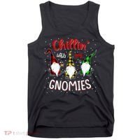 Chillin With My Gnomies Gnome Lover Xmas Buffalo Plaid Tank Top thumb 0