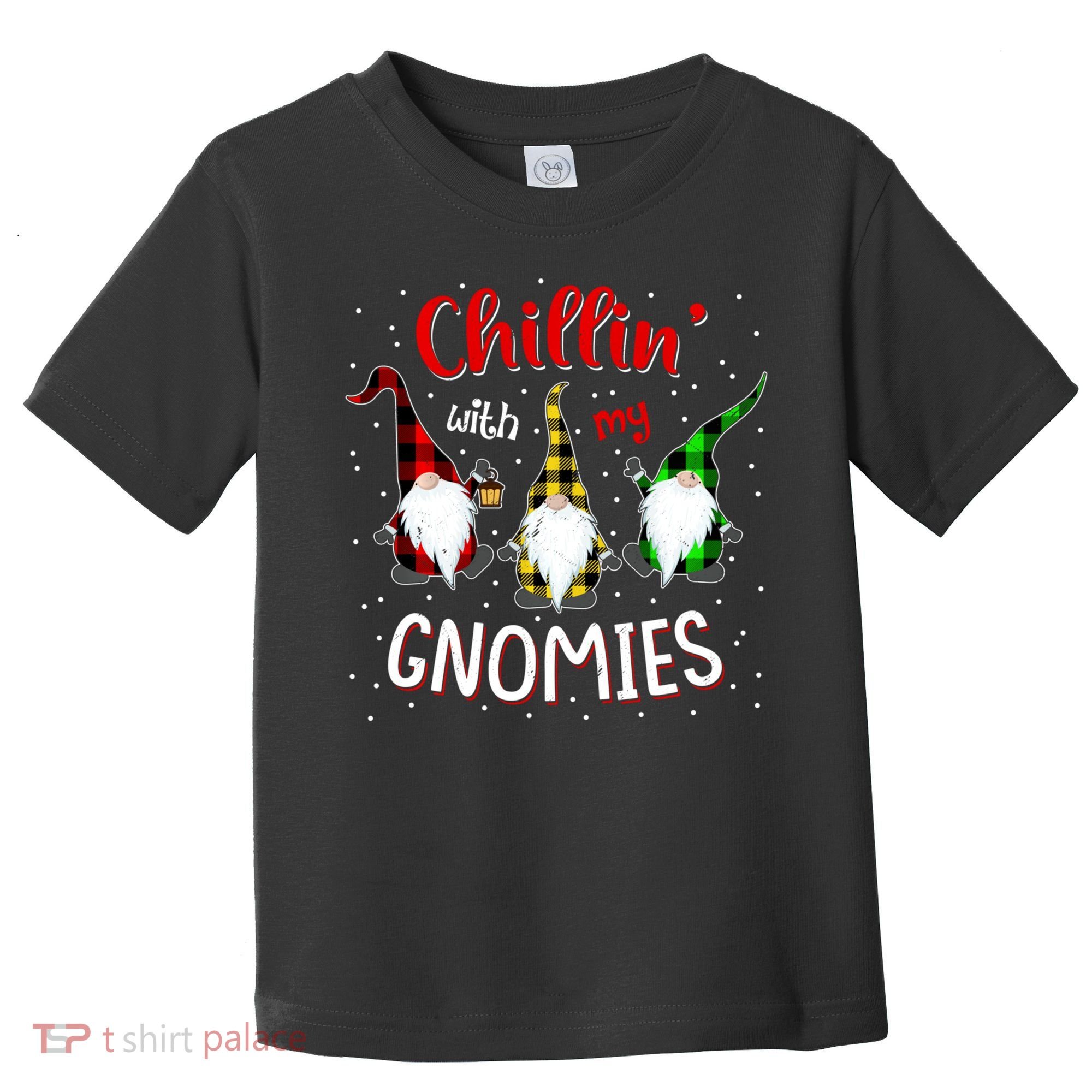 Chillin With My Gnomies Gnome Lover Xmas Buffalo Plaid Toddler T-Shirt