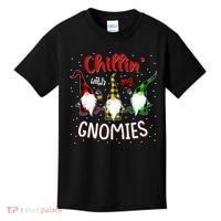 Chillin With My Gnomies Gnome Lover Xmas Buffalo Plaid Kids T-Shirt thumb 0