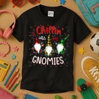 Chillin With My Gnomies Gnome Lover Xmas Buffalo Plaid Kids T-Shirt thumb 3
