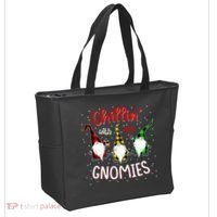 Chillin With My Gnomies Gnome Lover Xmas Buffalo Plaid Tote Bag thumb 2