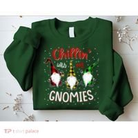 Chillin With My Gnomies Gnome Lover Xmas Buffalo Plaid Sweatshirt thumb 2