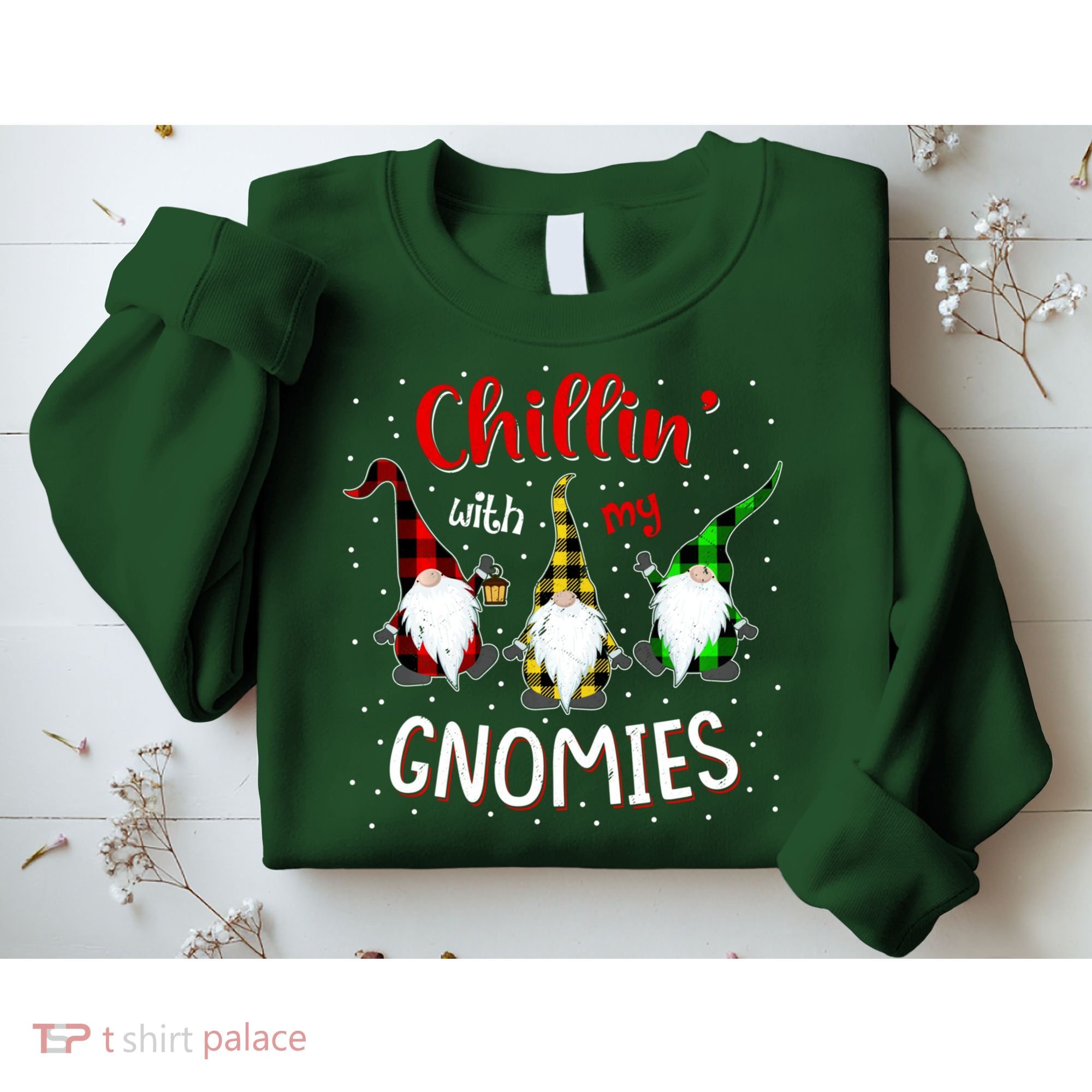 Chillin With My Gnomies Gnome Lover Xmas Buffalo Plaid Sweatshirt