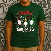 Chillin With My Gnomies Gnome Lover Xmas Buffalo Plaid T-Shirt thumb 3
