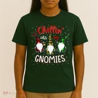 Chillin With My Gnomies Gnome Lover Xmas Buffalo Plaid T-Shirt thumb 4