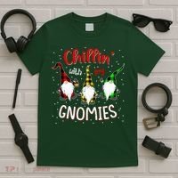 Chillin With My Gnomies Gnome Lover Xmas Buffalo Plaid T-Shirt thumb 5