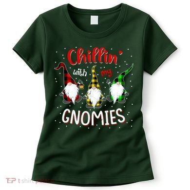 Chillin With My Gnomies Gnome Lover Xmas Buffalo Plaid Women's T-Shirt