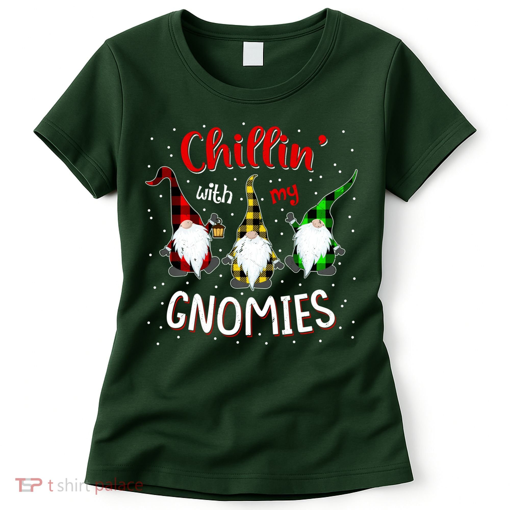 Chillin With My Gnomies Gnome Lover Xmas Buffalo Plaid Women's T-Shirt