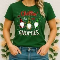 Chillin With My Gnomies Gnome Lover Xmas Buffalo Plaid Women's T-Shirt thumb 2