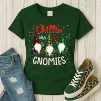 Chillin With My Gnomies Gnome Lover Xmas Buffalo Plaid Women's T-Shirt thumb 3