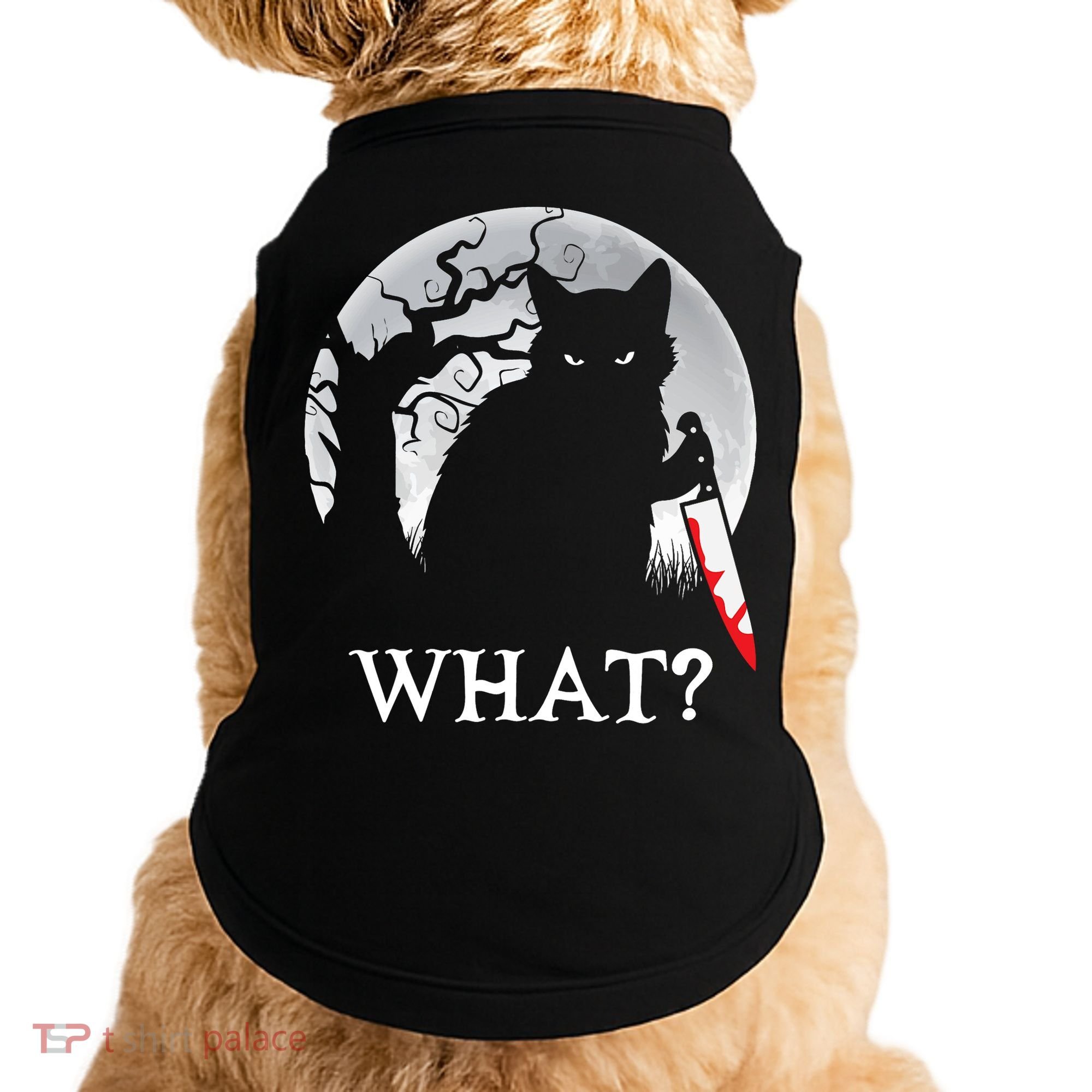 Cat What? Murderous Black Cat With Knife Halloween Cat Black Cat Lover Gift Doggie Tank