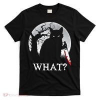 Cat What? Murderous Black Cat With Knife Halloween Cat Black Cat Lover Gift T-Shirt thumb 0