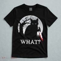 Cat What? Murderous Black Cat With Knife Halloween Cat Black Cat Lover Gift T-Shirt thumb 5