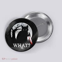 Cat What? Murderous Black Cat With Knife Halloween Cat Black Cat Lover Gift Button thumb 0