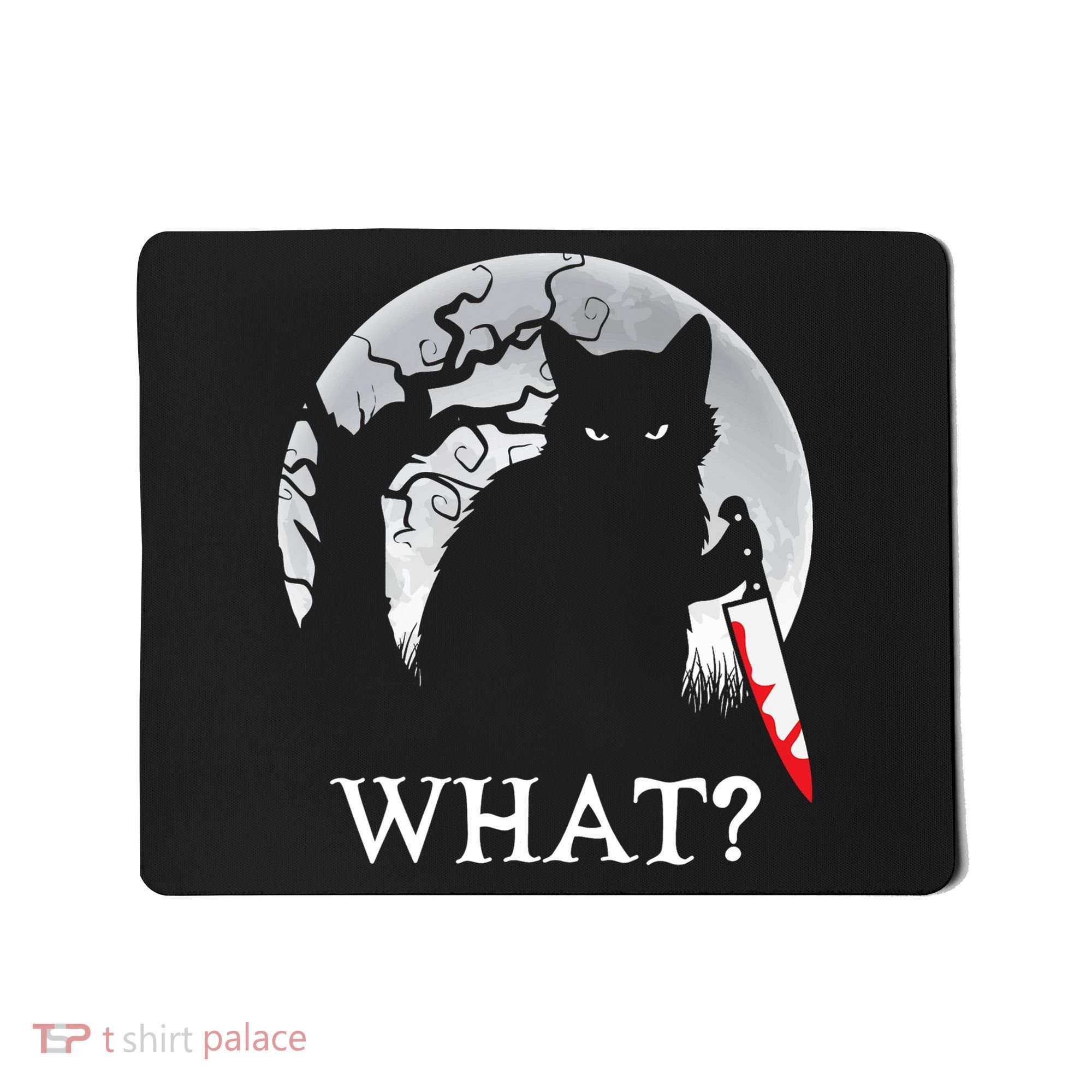 Cat What? Murderous Black Cat With Knife Halloween Cat Black Cat Lover Gift Mousepad