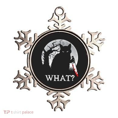 Cat What? Murderous Black Cat With Knife Halloween Cat Black Cat Lover Gift Ornament