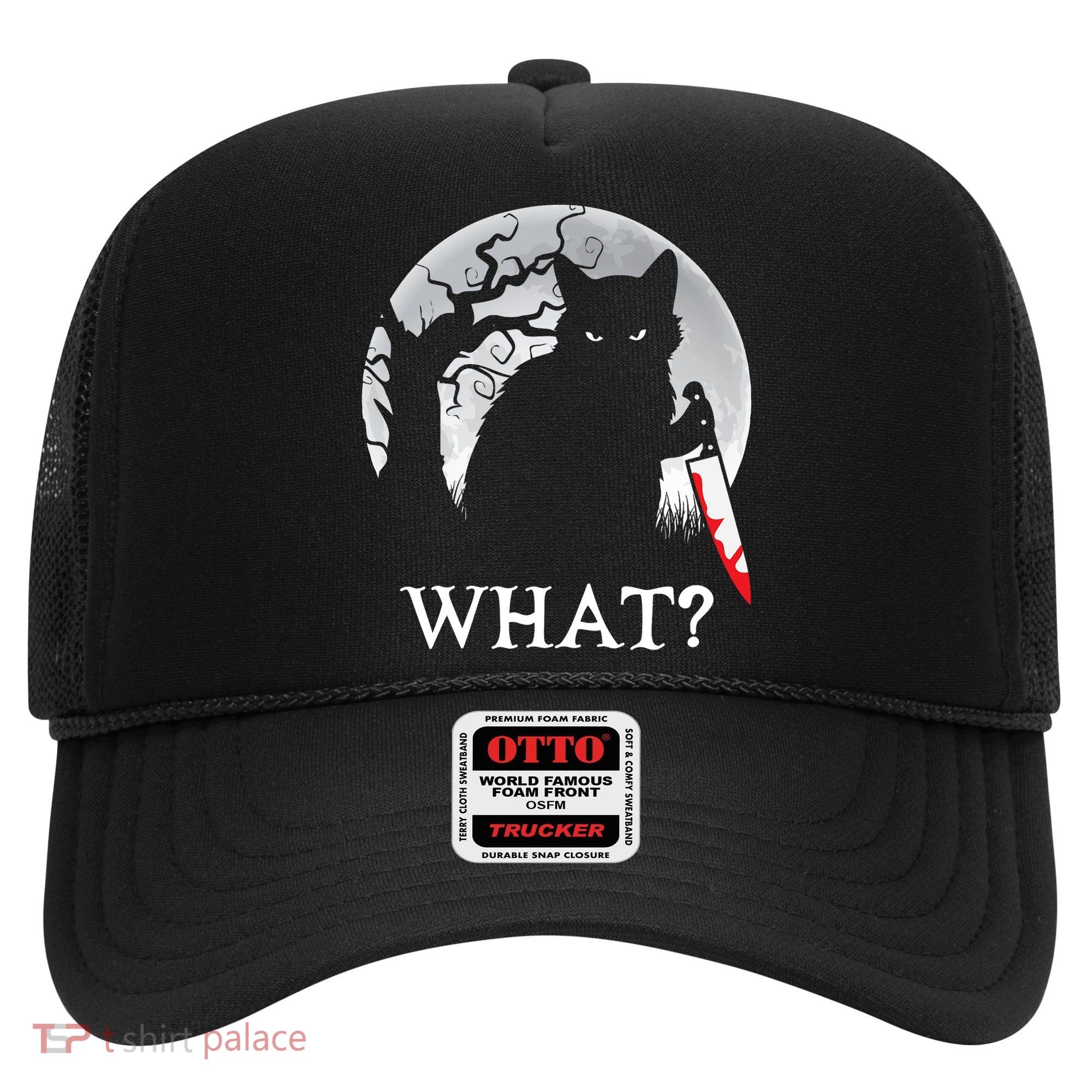 Cat What? Murderous Black Cat With Knife Halloween Cat Black Cat Lover Gift Hat
