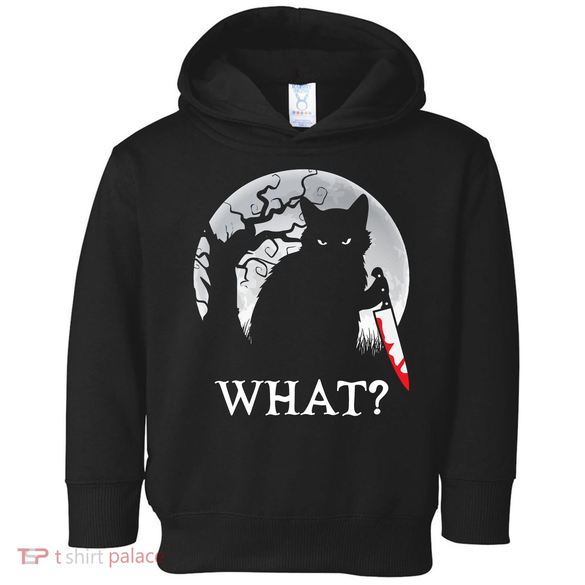 Cat What? Murderous Black Cat With Knife Halloween Cat Black Cat Lover Gift Toddler Hoodie