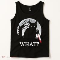 Cat What? Murderous Black Cat With Knife Halloween Cat Black Cat Lover Gift Tank Top thumb 2