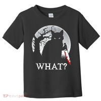 Cat What? Murderous Black Cat With Knife Halloween Cat Black Cat Lover Gift Toddler T-Shirt thumb 0