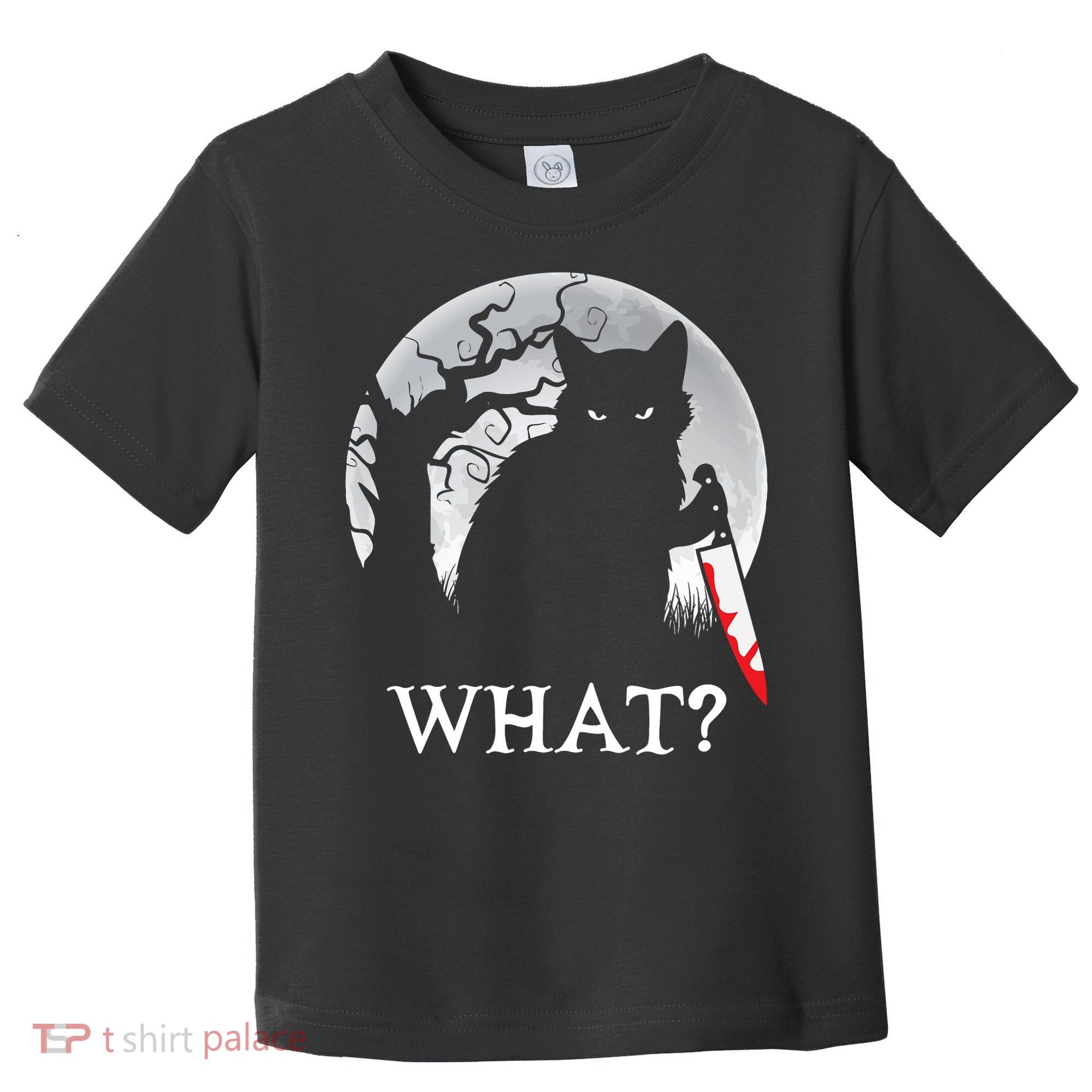Cat What? Murderous Black Cat With Knife Halloween Cat Black Cat Lover Gift Toddler T-Shirt