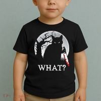 Cat What? Murderous Black Cat With Knife Halloween Cat Black Cat Lover Gift Toddler T-Shirt thumb 2