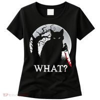 Cat What? Murderous Black Cat With Knife Halloween Cat Black Cat Lover Gift Women's T-Shirt thumb 0