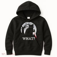 Cat What? Murderous Black Cat With Knife Halloween Cat Black Cat Lover Gift Kids Hoodie thumb 0