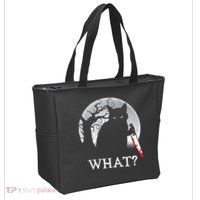 Cat What? Murderous Black Cat With Knife Halloween Cat Black Cat Lover Gift Tote Bag thumb 2