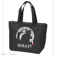 Cat What? Murderous Black Cat With Knife Halloween Cat Black Cat Lover Gift Tote Bag thumb 3