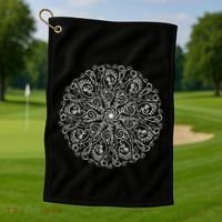 Curse Word Mandala Graphic Golf Towel thumb 1