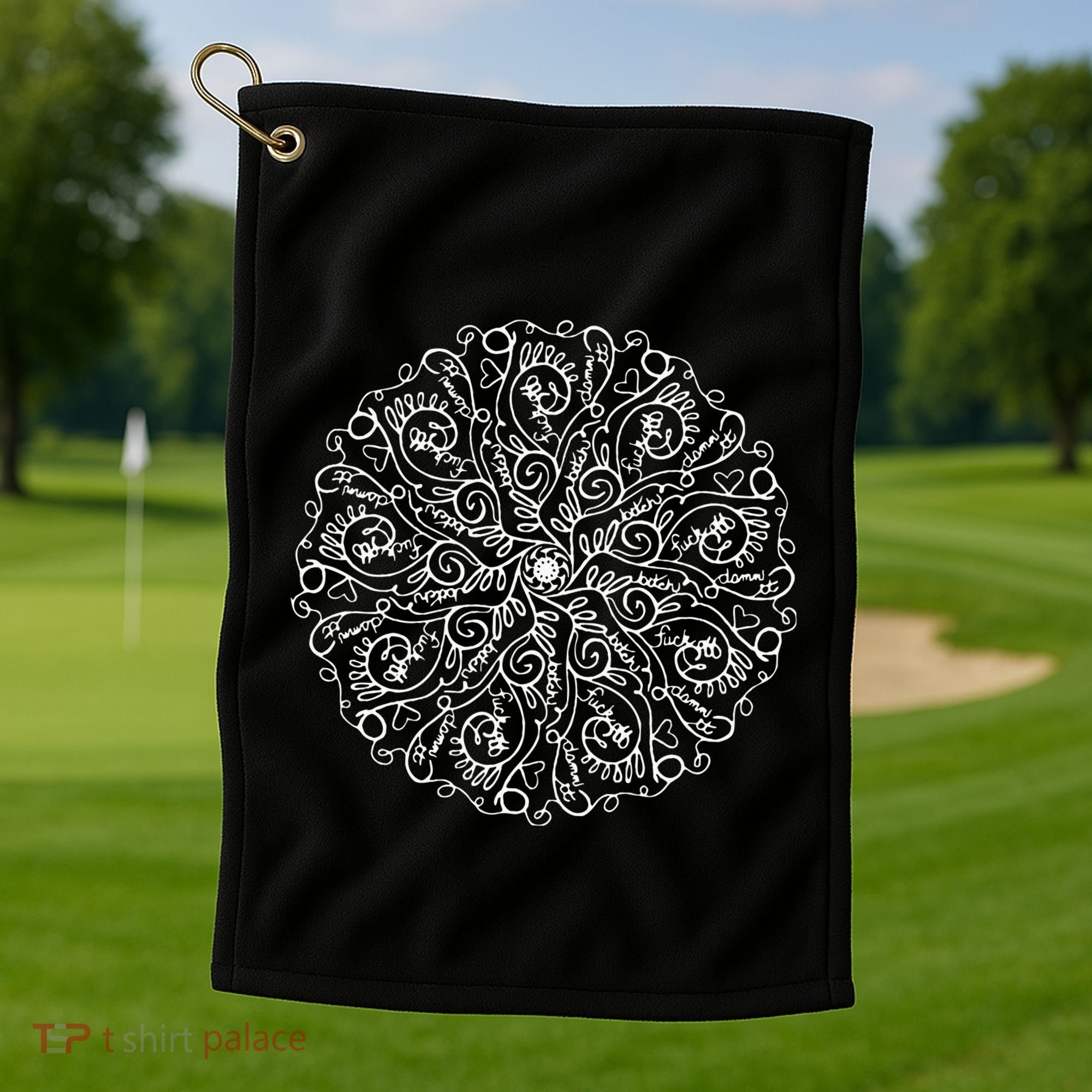 Curse Word Mandala Graphic Golf Towel
