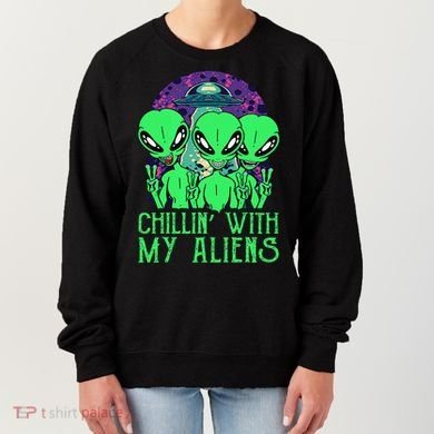 Chillin With My Aliens Group Halloween Women's Sweatshirt
