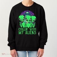 Chillin With My Aliens Group Halloween Women's Sweatshirt thumb 0