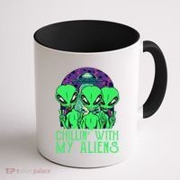 Chillin With My Aliens Group Halloween Coffee Mug thumb 1