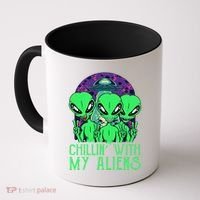Chillin With My Aliens Group Halloween Coffee Mug thumb 0