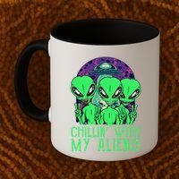 Chillin With My Aliens Group Halloween Coffee Mug thumb 2