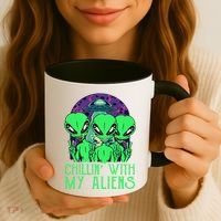 Chillin With My Aliens Group Halloween Coffee Mug thumb 3