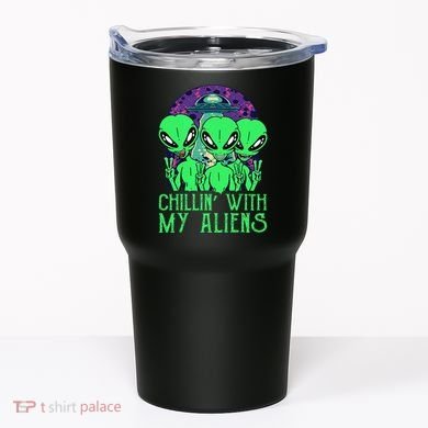 Chillin With My Aliens Group Halloween Tumbler