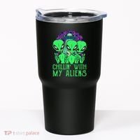 Chillin With My Aliens Group Halloween Tumbler thumb 0