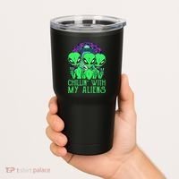 Chillin With My Aliens Group Halloween Tumbler thumb 2