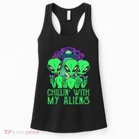 Chillin With My Aliens Group Halloween Women's Tank Top thumb 0